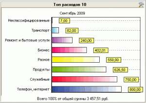 Информационное окно. Топ расходов